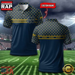 Custom NCAA Notre Dame Fighting Irish Team Logo Pattern Polo Shirt