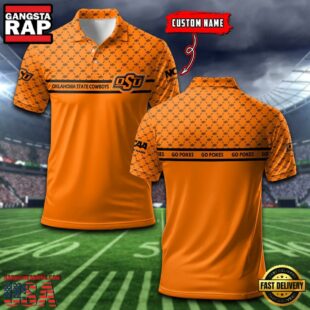 Custom NCAA Oklahoma State Cowboys Team Logo Pattern Polo Shirt