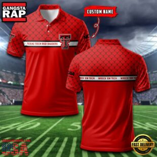 Custom NCAA Texas Tech Red Raiders Team Logo Pattern Polo Shirt