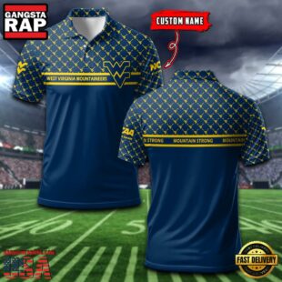 Custom NCAA West Virginia Mountaineers Team Logo Pattern Polo Shirt