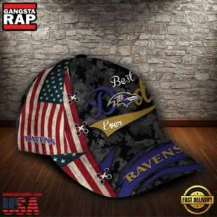 Custom NFL Baltimore Ravens Best Dad Camo All Over Print 3D Classic Cap