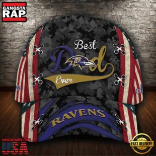 Custom NFL Baltimore Ravens Best Dad Camo All Over Print 3D Classic Cap