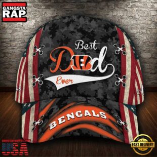 Custom NFL Cincinnati Bengals Best Dad USA Flag All Over Print 3D Baseball Cap