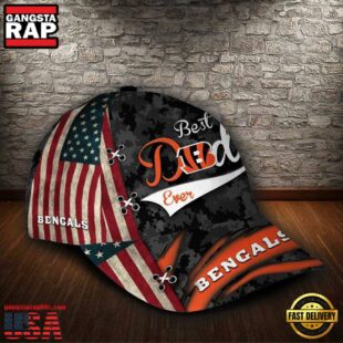 Custom NFL Cincinnati Bengals Best Dad USA Flag All Over Print 3D Baseball Cap