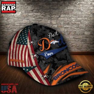 Custom NFL Denver Broncos Best Dad Camo All Over Print 3D Classic Cap