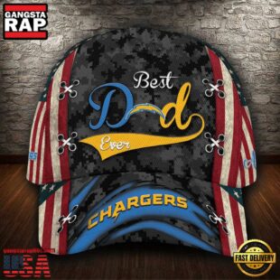 Custom NFL Los Angeles Chargers Best Dad USA Flag All Over Print 3D Baseball Cap