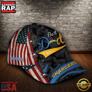 Custom NFL Los Angeles Chargers Best Dad USA Flag All Over Print 3D Baseball Cap