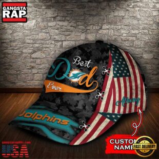 Custom NFL Miami Dolphins Best Dad Ever All Over Print 3D Classic Cap