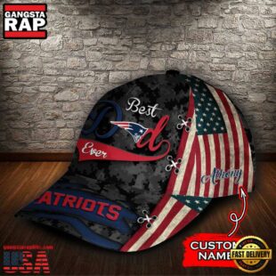 Custom NFL New England Patriots Best Dad All Over Print 3D Baseball Cap