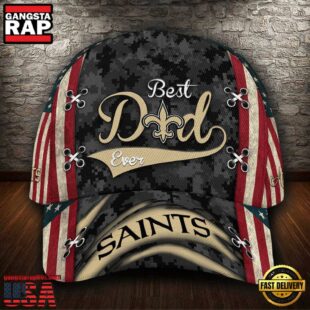 Custom NFL New Orleans Saints Best Dad USA Flag All Over Print 3D Baseball Cap