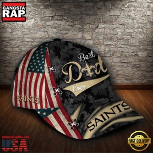 Custom NFL New Orleans Saints Best Dad USA Flag All Over Print 3D Baseball Cap