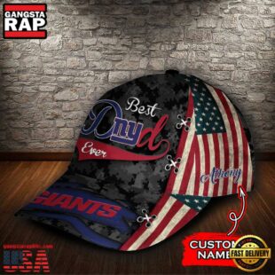 Custom NFL New York Giants Best Dad USA Flag All Over Print 3D Classic Cap