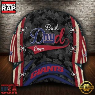 Custom NFL New York Giants Best Dad USA Flag All Over Print 3D Classic Cap