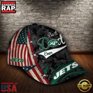 Custom NFL New York Jets Best Dad Camo All Over Print 3D Classic Cap