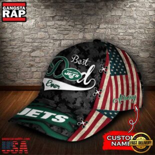 Custom NFL New York Jets Best Dad Camo All Over Print 3D Classic Cap