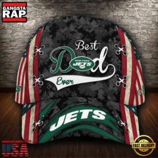 Custom NFL New York Jets Best Dad Camo All Over Print 3D Classic Cap