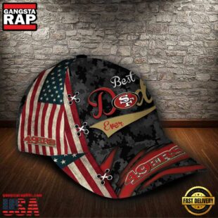 Custom NFL San Francisco 49Ers Best Dad USA Flag All Over Print 3D Baseball Cap