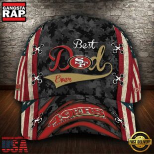 Custom NFL San Francisco 49Ers Best Dad USA Flag All Over Print 3D Baseball Cap