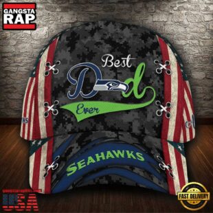 Custom NFL Seattle Seahawks Best Dad USA Flag All Over Print 3D Baseball Cap