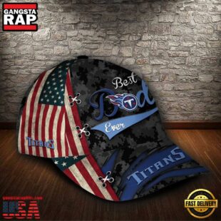 Custom NFL Tennessee Titans Best Dad Ever Camo Pattern All Over Print 3D Classic Cap