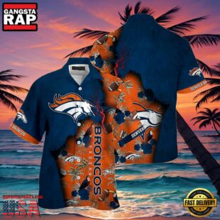 Denver Broncos Hawaiian Shirt Flora and Palm Tree Print