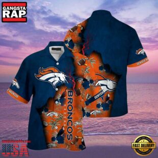 Denver Broncos Hawaiian Shirt Flora and Palm Tree Print