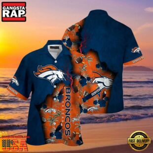 Denver Broncos Hawaiian Shirt Flora and Palm Tree Print