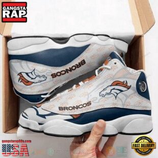 Denver Broncos NFL Teams Whie Blue Air Jordan 13 Shoes - Gift For Fans