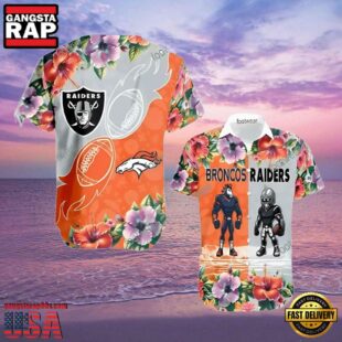 Denver Broncos Vs Las Vegas Raiders Surfboard Logo Beach Hawaiian Shirt