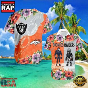 Denver Broncos Vs Las Vegas Raiders Surfboard Logo Beach Hawaiian Shirt