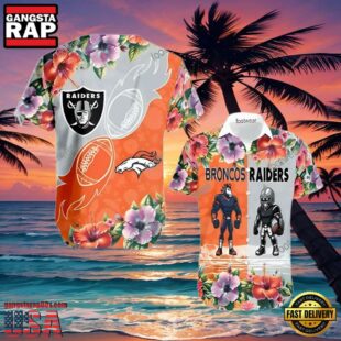 Denver Broncos Vs Las Vegas Raiders Surfboard Logo Beach Hawaiian Shirt