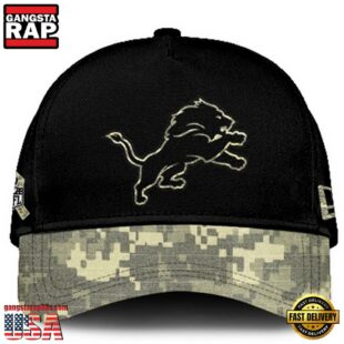 Detroit Lions 2024 Salute to Service Club Black Camo Cap Gift For Veteran