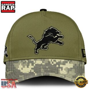 Detroit Lions 2024 Salute to Service Club Green Camo Cap Gift For Veteran