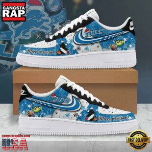 Detroit Lions Merry Christmas Team Air Force 1 Sneaker Shoes