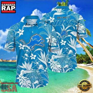 Detroit Lions Oceanic Blue Floral Hawaiian Shirt