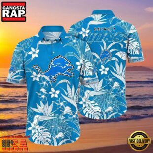 Detroit Lions Oceanic Blue Floral Hawaiian Shirt