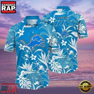 Detroit Lions Oceanic Blue Floral Hawaiian Shirt