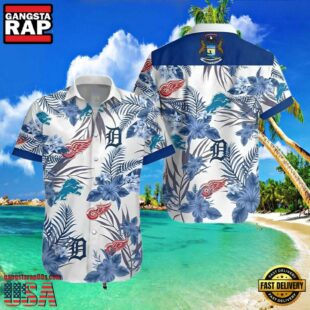 Detroit Tigers Lions Red Wing Hawaiian Shirt For Fans