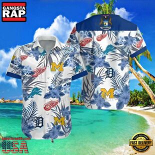 Detroit Tigers Red Wings Lions Wolverines Hawaiian Shirt