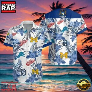 Detroit Tigers Red Wings Lions Wolverines Hawaiian Shirt