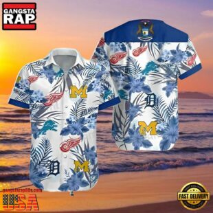 Detroit Tigers Red Wings Lions Wolverines Hawaiian Shirt