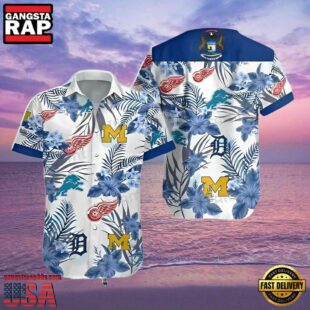 Detroit Tigers Red Wings Lions Wolverines Hawaiian Shirt