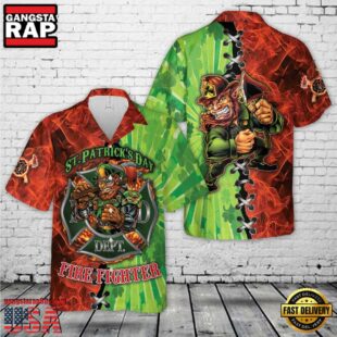 Firefighter Saint Patrick'S Day Leprechaun Hawaiian Shirt