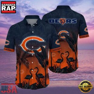 Flamingo And Flower Funny Chicago Bears Hawaii Shirt