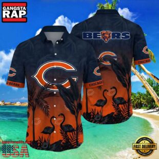 Flamingo And Flower Funny Chicago Bears Hawaii Shirt