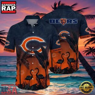 Flamingo And Flower Funny Chicago Bears Hawaii Shirt