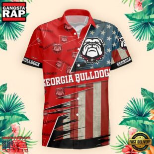 Georgia Bulldogs US Flag Pattern Hawaiian Shirt