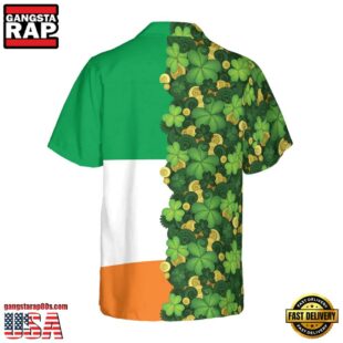 Gold Coins Shamrock Saint Patrick'S Day Irish Ireland Flag Hawaiian Shirt