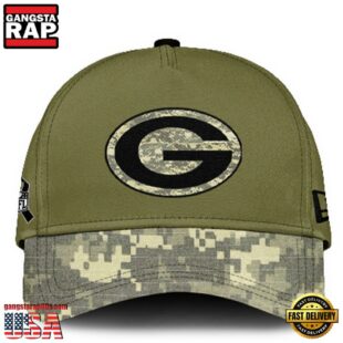 Green Bay Packers 2024 Salute to Service Club Green Camo Cap Gift For Veteran