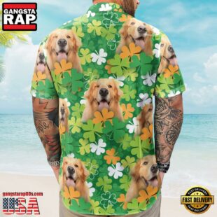 Happy St Patrick Day Together With Dog Custom Photo Hawaiian Shirts